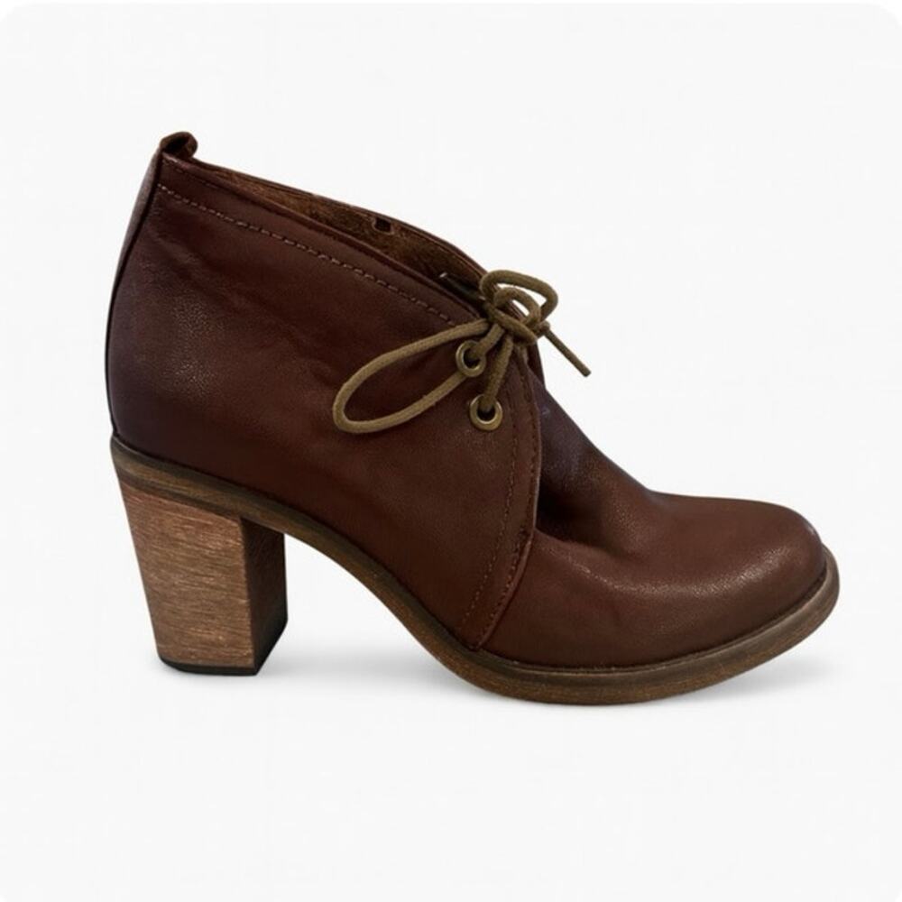 Jeffrey Campbell Boxxy Brown Leather Lace Up Ankle Booties Size 7